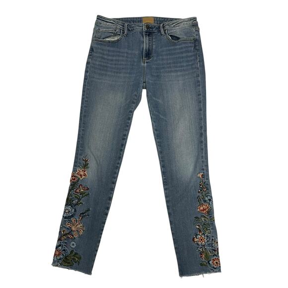 Driftwood Jeans Women 30 Classic Fit Jackie Floral Embroidered Denim Boho Fringe - Picture 1 of 11